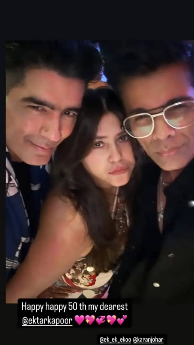 Birthday girl Ekta Kapoor with Manish Malhotra and Karan Johar Birthday girl Ekta Kapoor with Manish Malhotra and Karan Johar